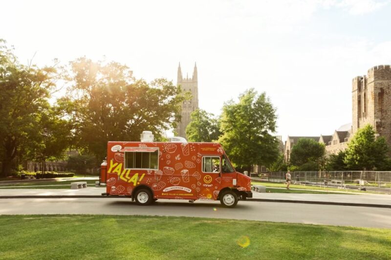 Yalla! food truck with staff at Duke University